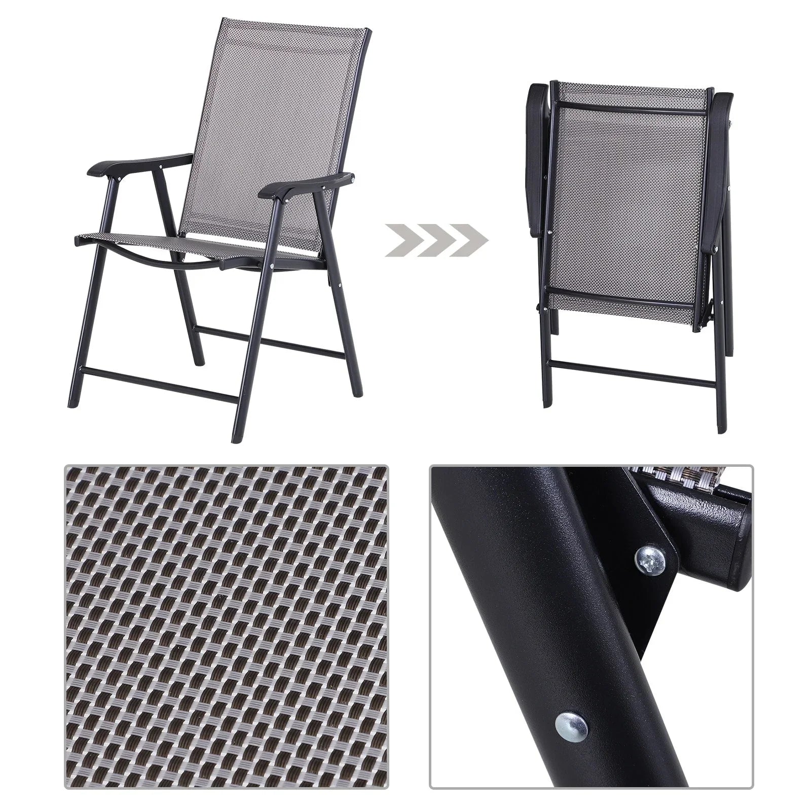 Set di 4 sedie pieghevoli Outsunny per patio, dal design semplice ed elegante, comode per terrazza, giardino, cortile e viaggio