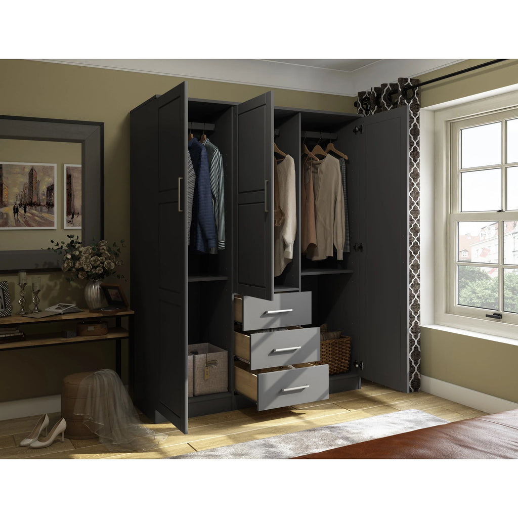 Palace Imports Armadio a 3 ante Cosmo 100% legno massello con ante in legno massello o a specchio