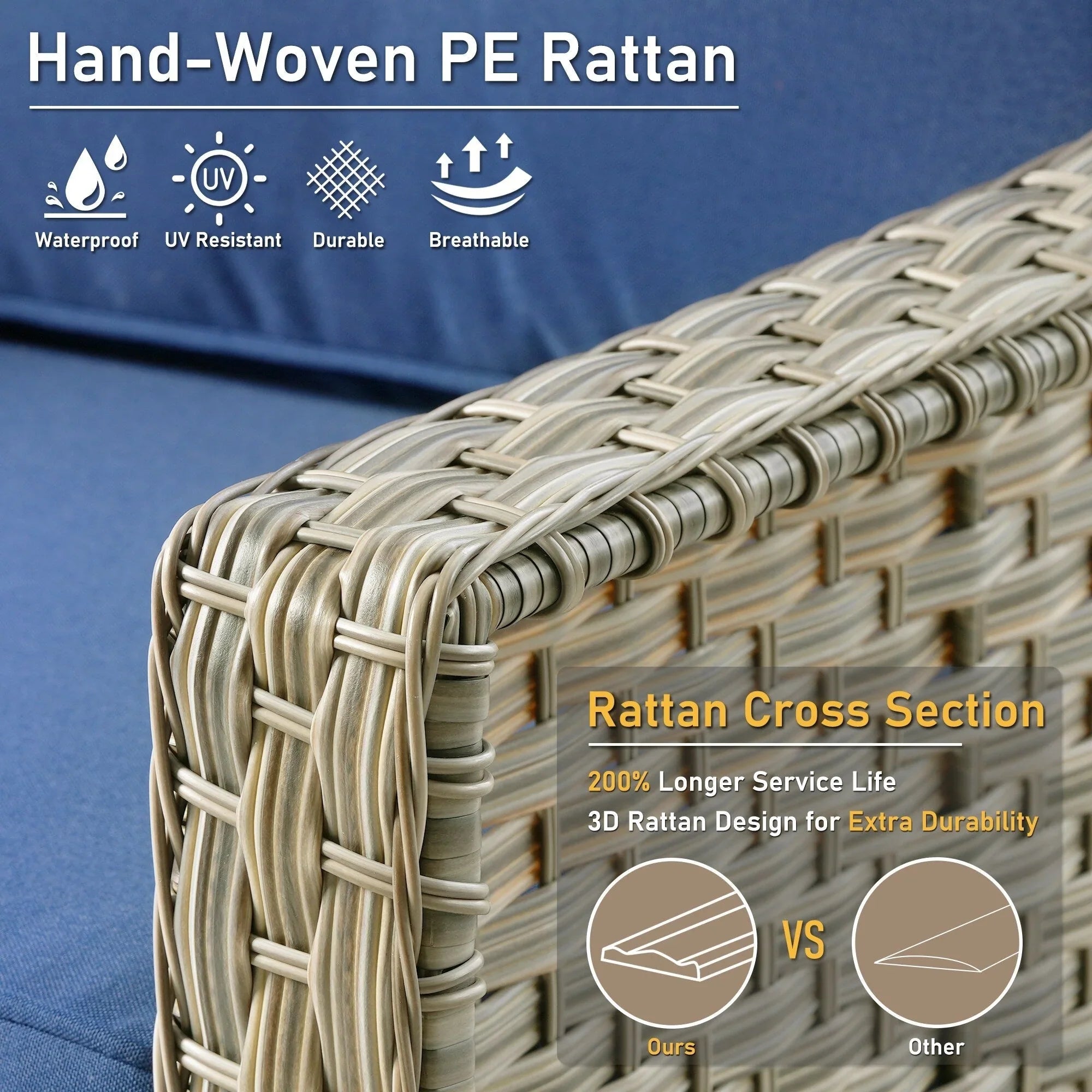 HOOOWOOO, Set di 2 Sedie da Esterno in Rattan Intrecciato con Schienale Alto