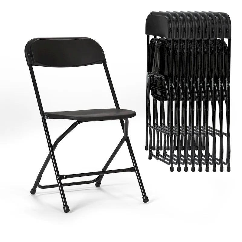 Sedia pieghevole in plastica da 10 pezzi capacità 158 kg per eventi, ufficio, matrimoni, feste, picnic, cucina, sala da pranzo