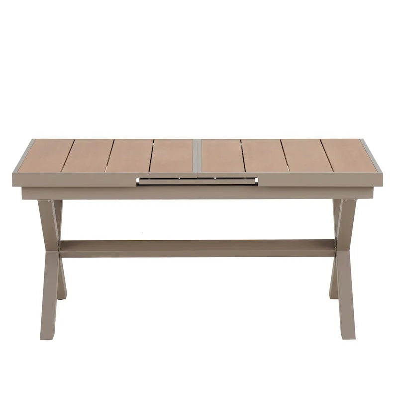 Set da pranzo da esterno allungabile a 7 pezzi con tavolo allungabile e 6 sedie con braccioli