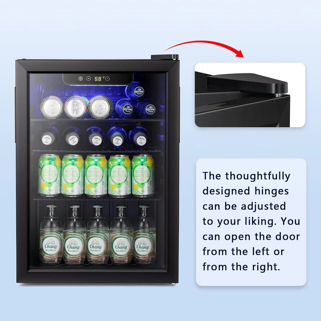 Mini Frigo-Cantinetta per bevande da 100 lattine, Frigo portatile, Porta in vetro frontale trasparente, Piccolo refrigeratore per bevande con touch screen - 2.6 Cu. Ft.