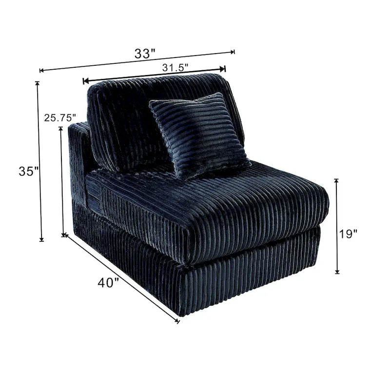 Divano Sezionale Modulare a L in Corduroy, 6 Pezzi Oversize, Combinazione Fai da Te