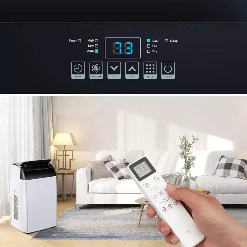 Condizionatore d'aria GustoWave 14000 BTU con telecomando, unità AC portatile per ambienti fino a 70 m², Bianco/Nero