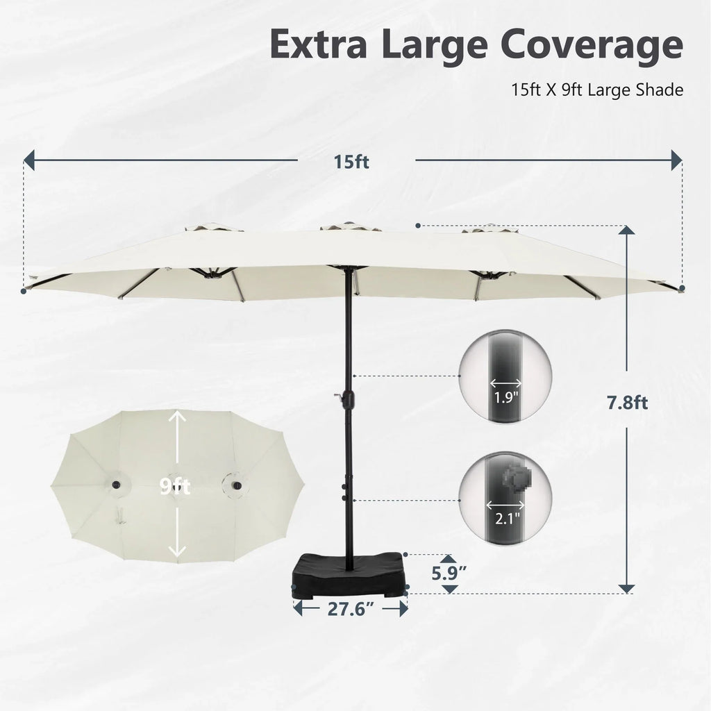 MAISON ARTS Ombrellone Doppio da 4,5 m, Extra Large, per Patio, con Base Inclusa