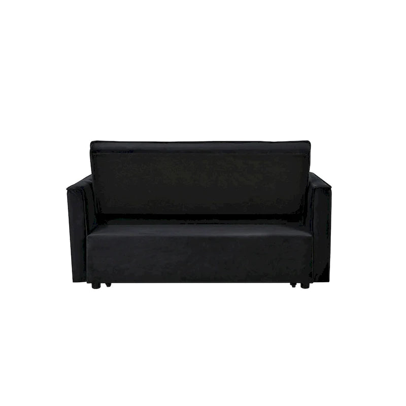 Divanetto Futon Moderno in Velluto con Schienale Reclinabile e Tasche, 2 Posti - Grigio Scuro / Grigio Chiaro / Blu / Nero