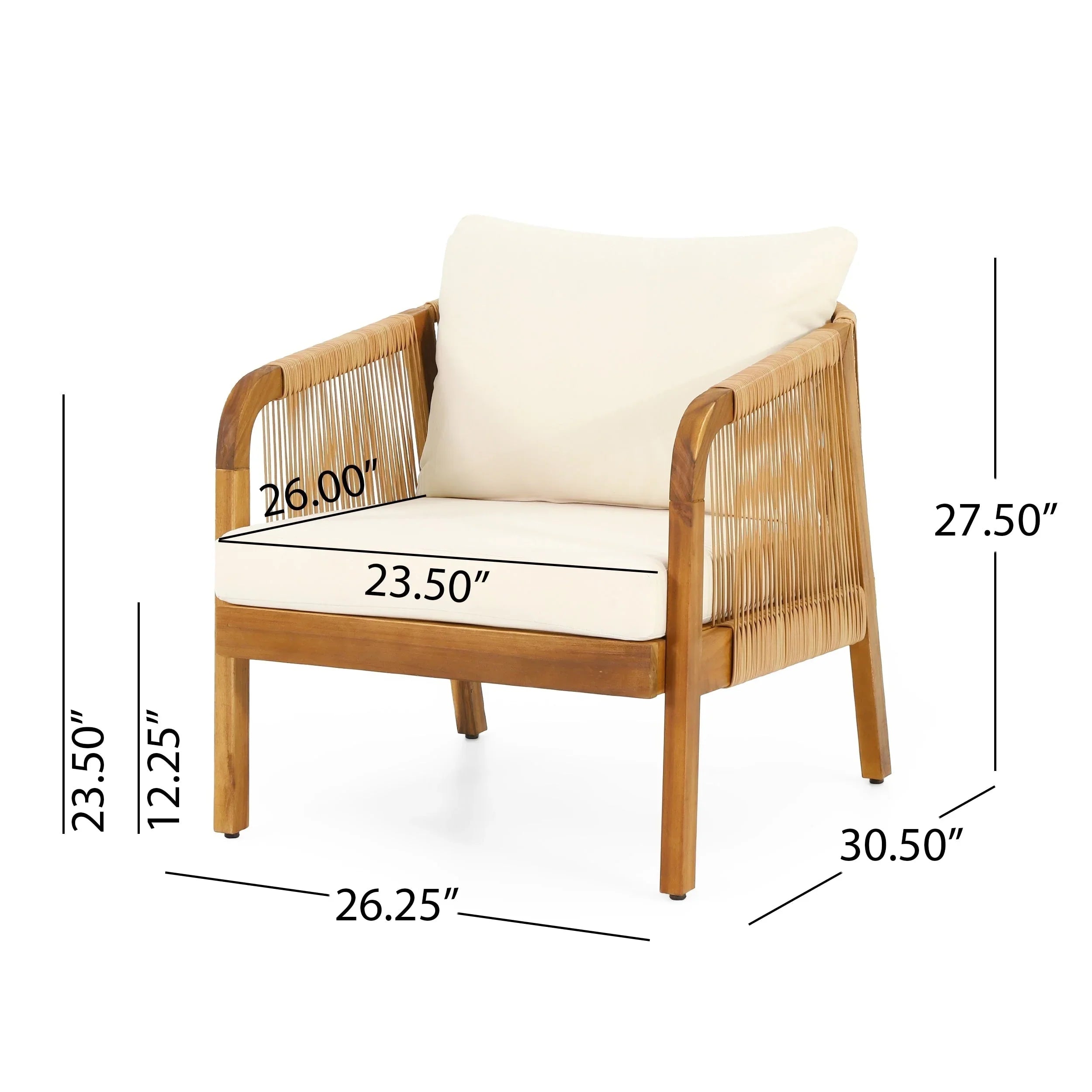 Set di poltrone da esterno Jabe in legno di acacia e vimini di Christopher Knight Home