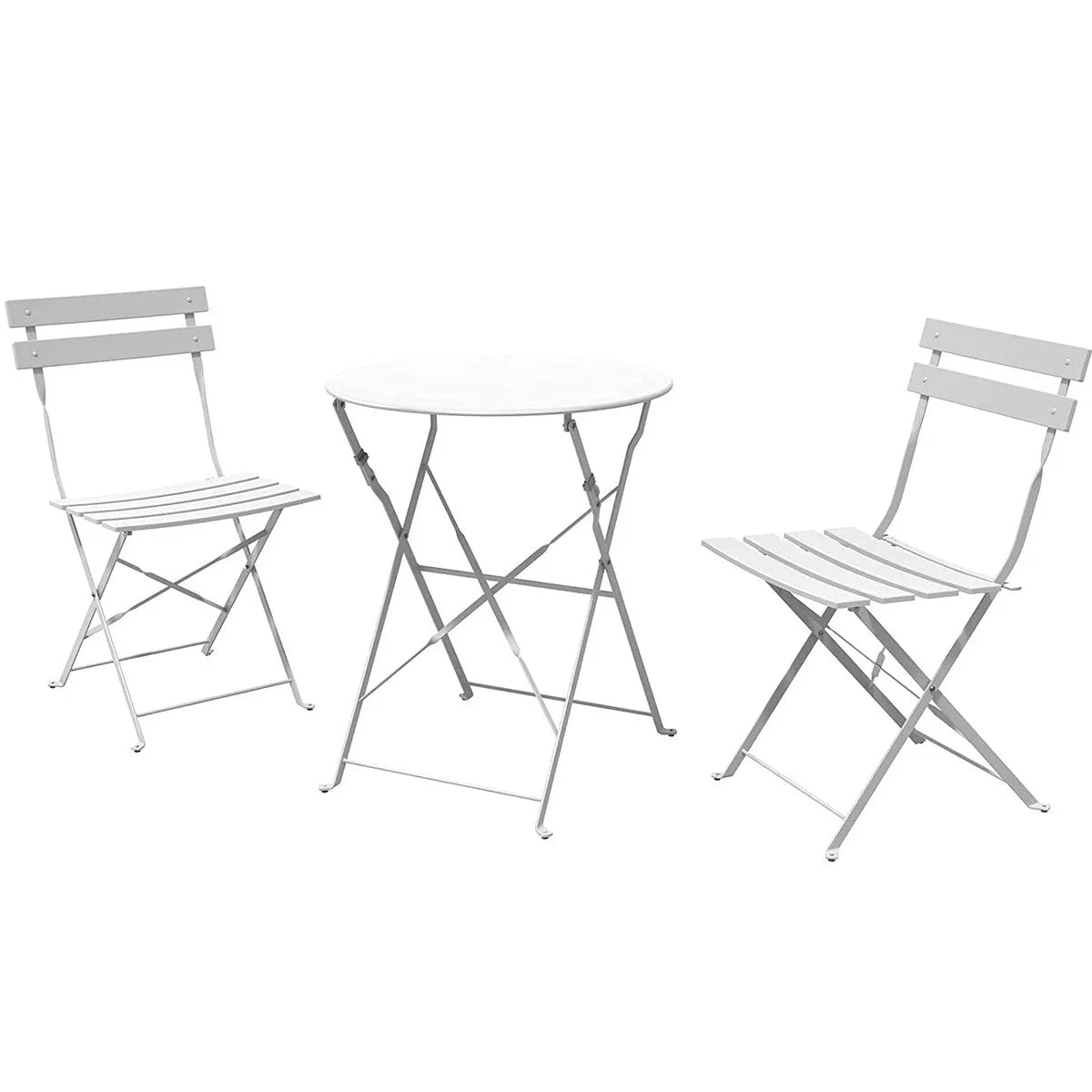 Set bistro pieghevole in metallo da 3 pezzi, set conversazione resistente alle intemperie per esterni/interni, per patio, cortile, giardino