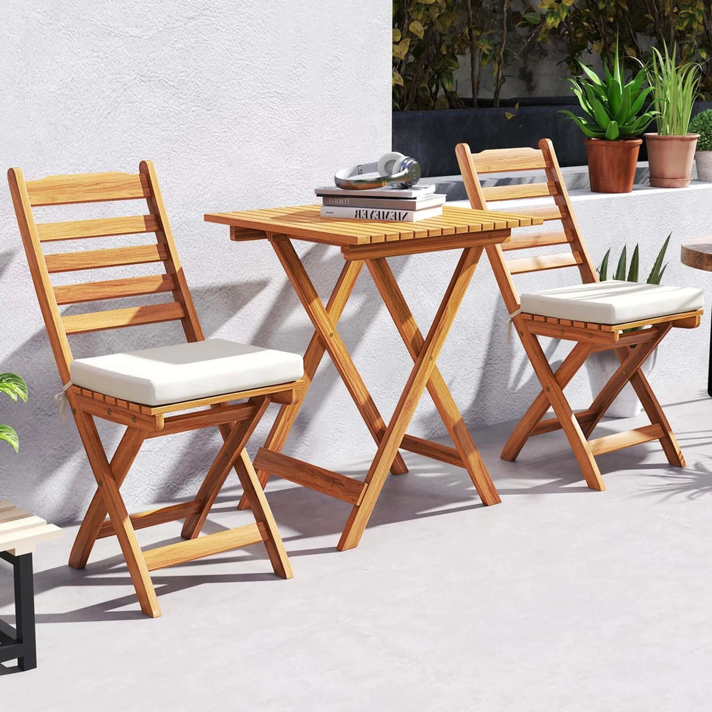 Patiojoy Set Bistro Pieghevole 3 Pezzi con Cuscini Rimovibili - Vedi Dettagli
