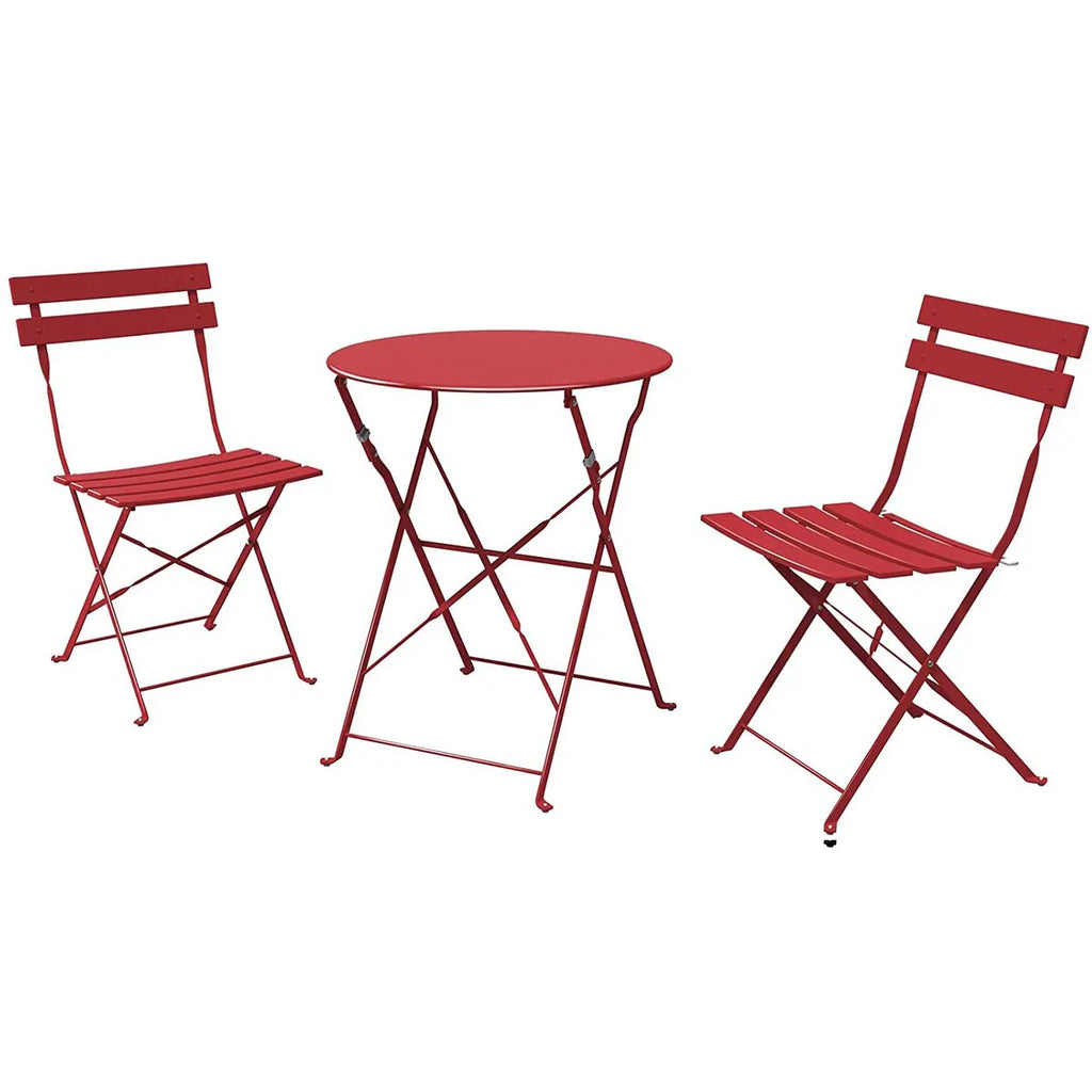Set bistro pieghevole in metallo da 3 pezzi, set conversazione resistente alle intemperie per esterni/interni, per patio, cortile, giardino