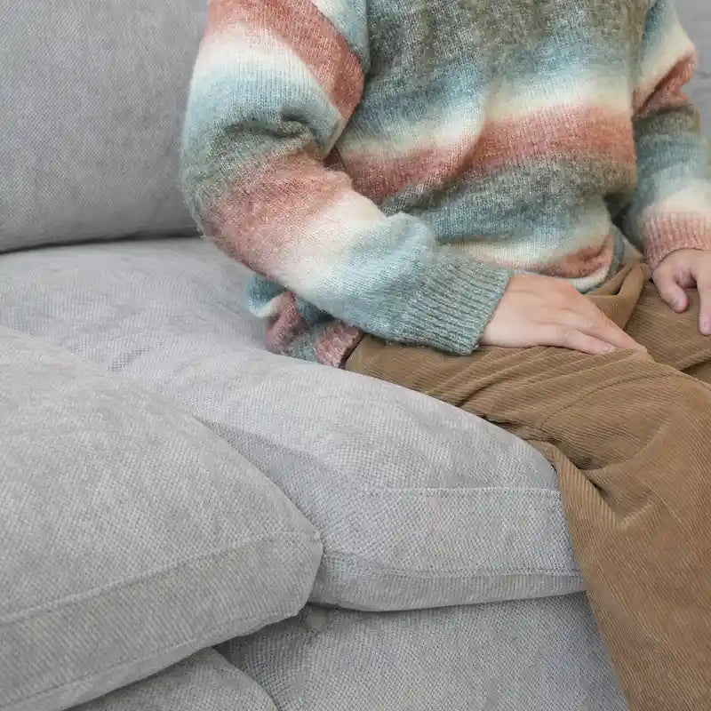 Divano ad angolo componibile grande in lino per soggiorno