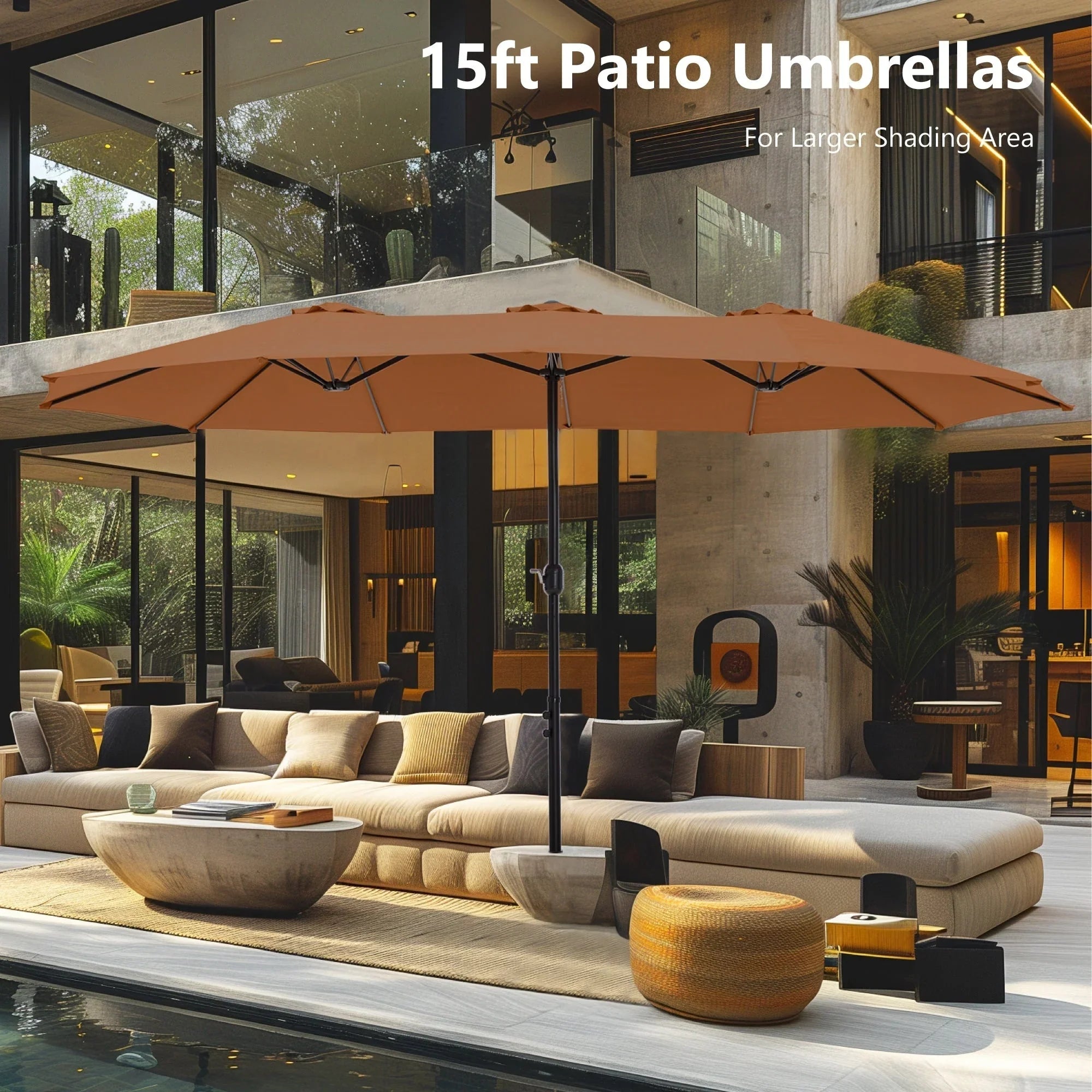 MAISON ARTS Ombrellone Doppio da 4,5 m, Extra Large, per Patio, con Base Inclusa