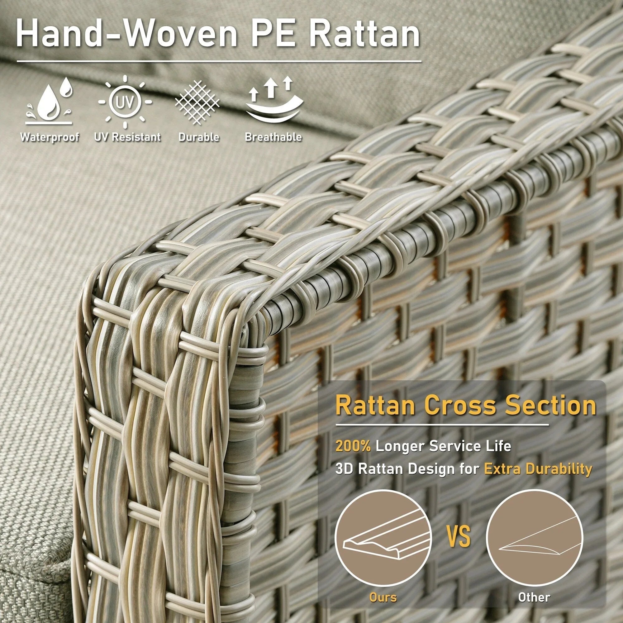 HOOOWOOO, Set di 2 Sedie da Esterno in Rattan Intrecciato con Schienale Alto