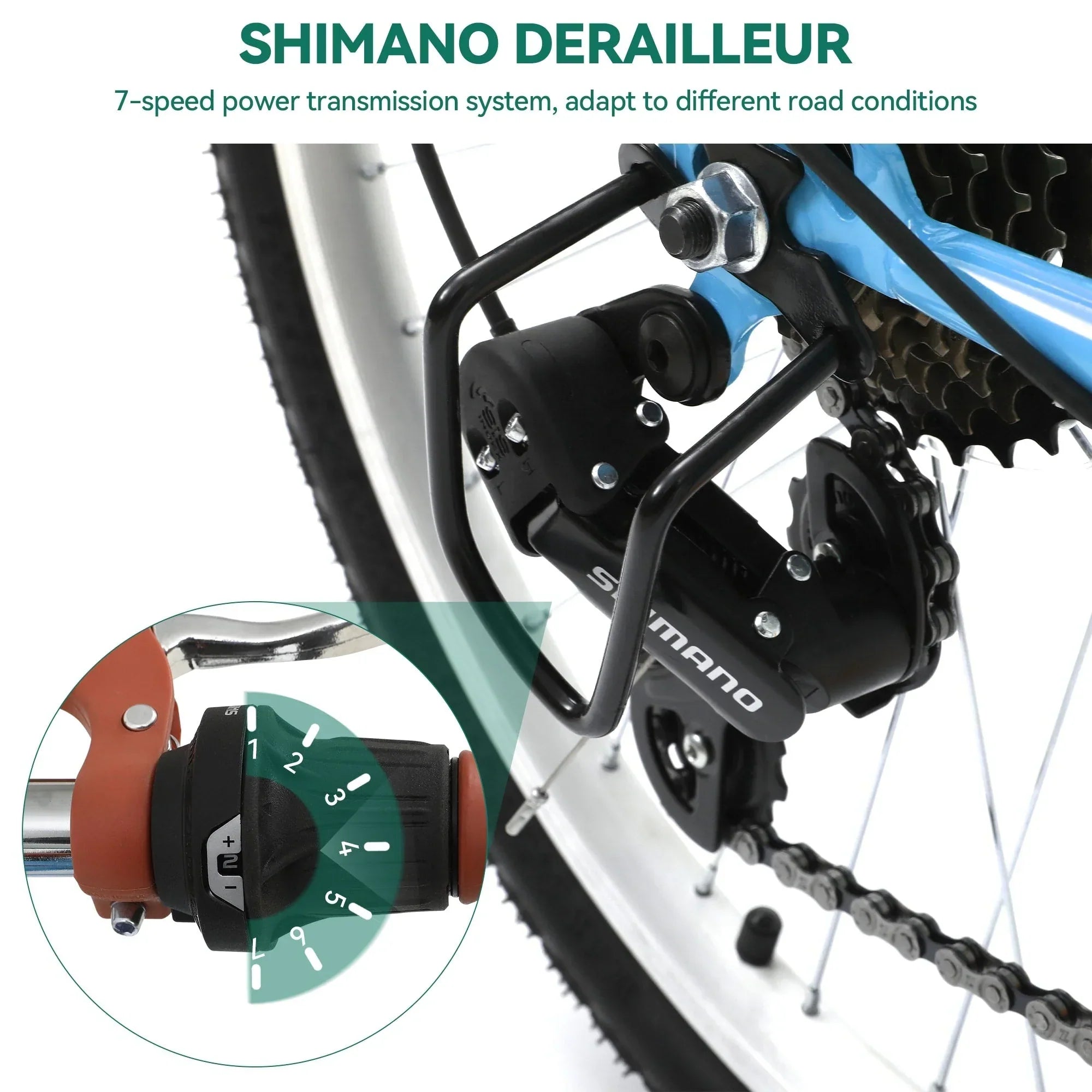 Moasis24/26 Bicicletta Cruiser a 7 velocità Regolabile con Telaio Ribassato, per Pendolari