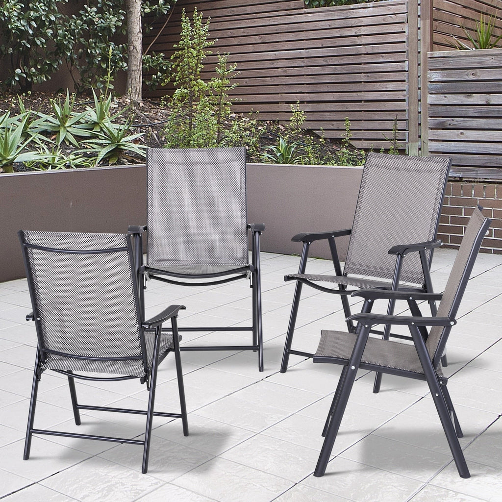 Set di 4 sedie pieghevoli Outsunny per patio, dal design semplice ed elegante, comode per terrazza, giardino, cortile e viaggio