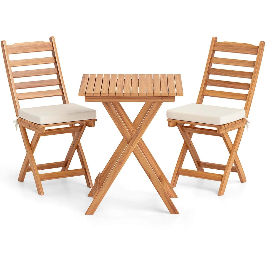 Patiojoy Set Bistro Pieghevole 3 Pezzi con Cuscini Rimovibili - Vedi Dettagli