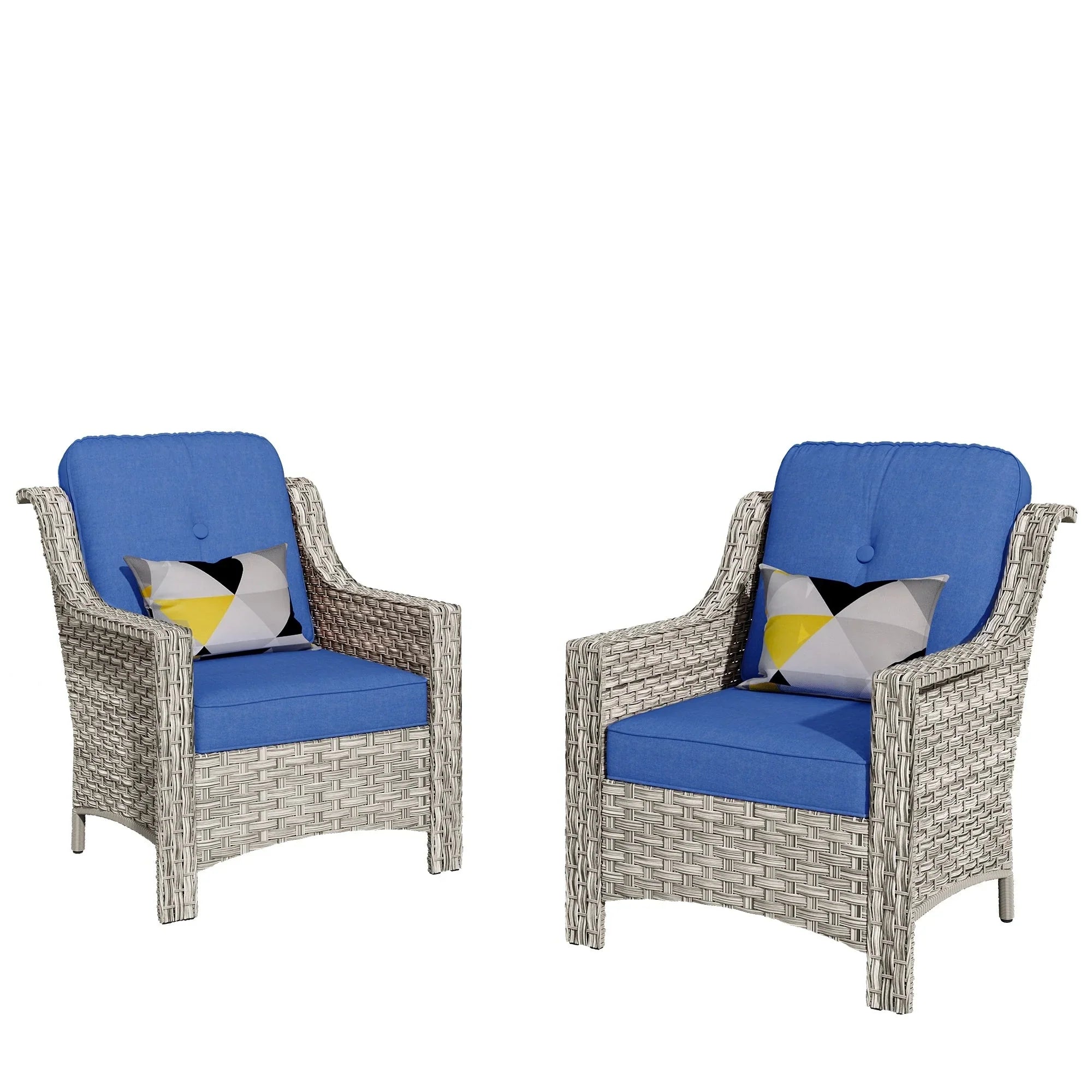 HOOOWOOO, Set di 2 Sedie da Esterno in Rattan Intrecciato con Schienale Alto