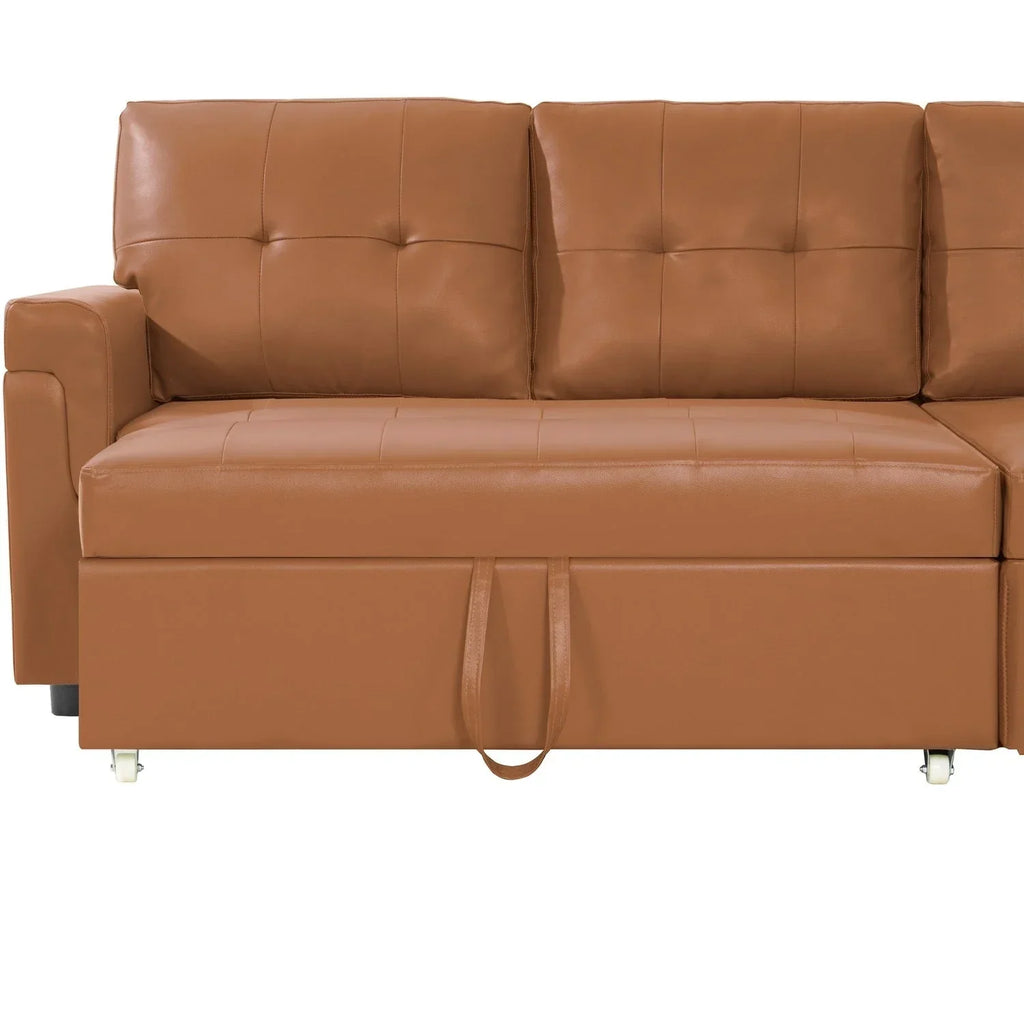 Divano componibile convertibile reversibile con letto estraibile, chaise longue con contenitore nascosto e gambe durevoli