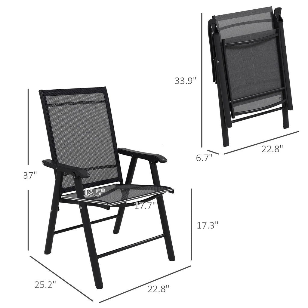 Set di 4 sedie pieghevoli Outsunny per patio, dal design semplice ed elegante, comode per terrazza, giardino, cortile e viaggio