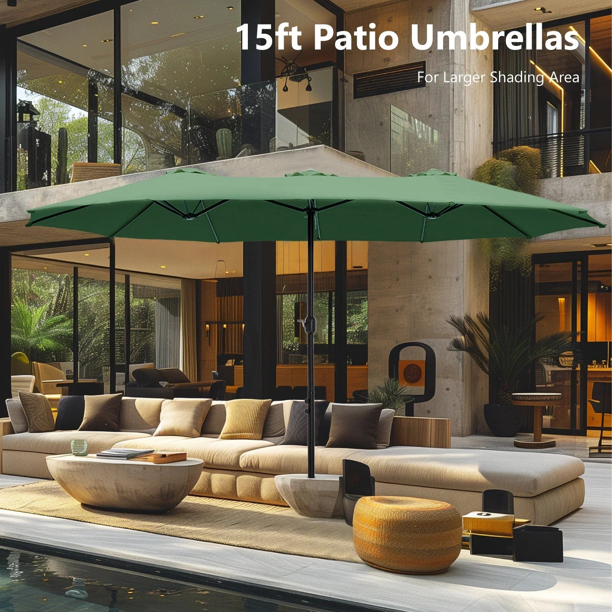 MAISON ARTS Ombrellone Doppio da 4,5 m, Extra Large, per Patio, con Base Inclusa