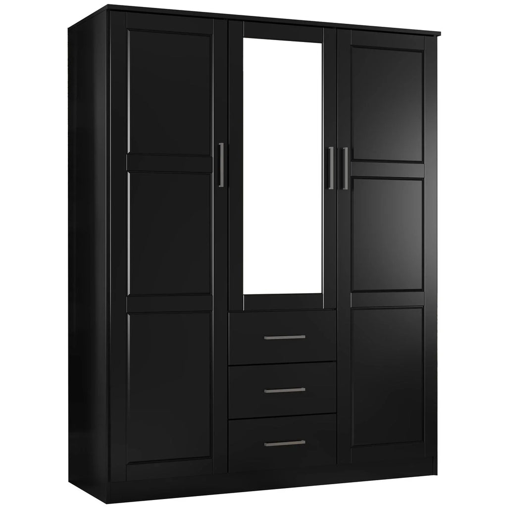 Palace Imports Armadio a 3 ante Cosmo 100% legno massello con ante in legno massello o a specchio