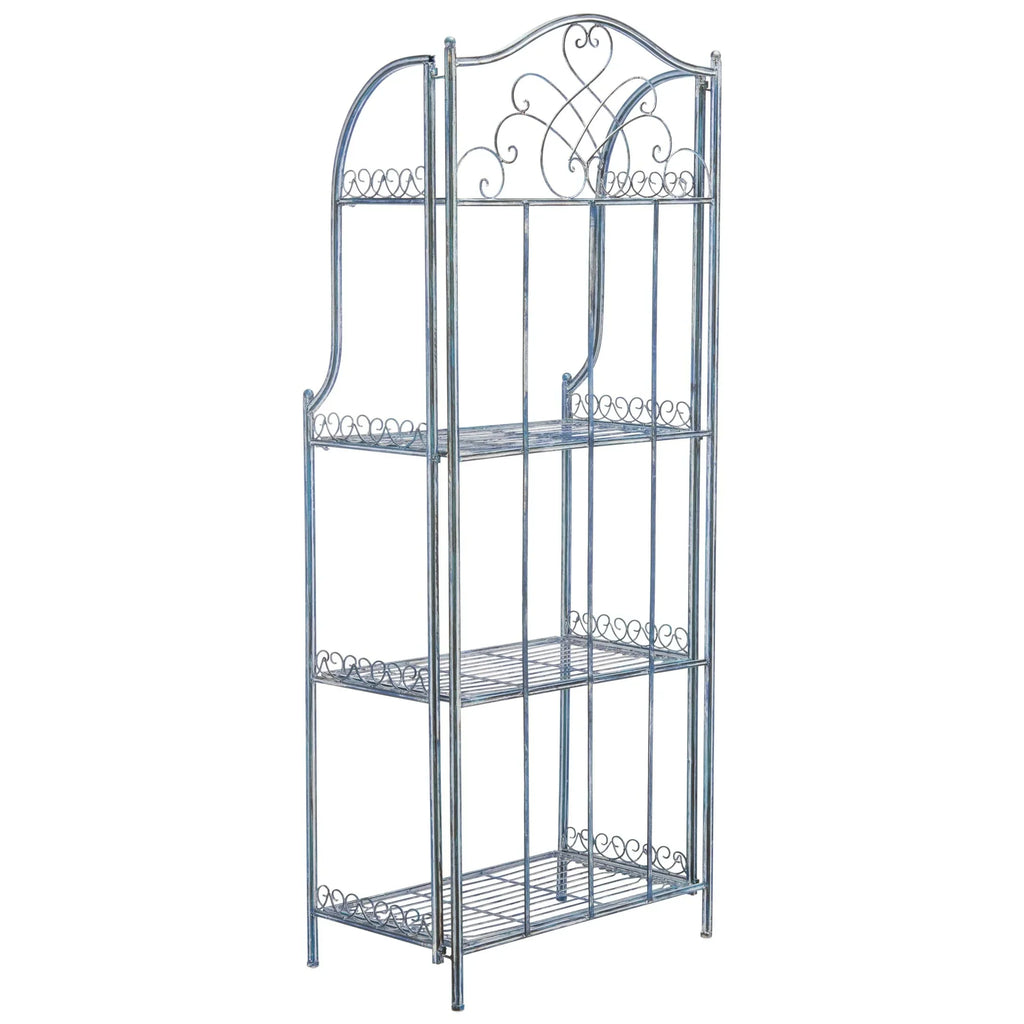 SAFAVIEH Bryn Scaffale da panettiere da esterno a 4 ripiani in ferro battuto vittoriano - 25 pollici L x 15 pollici P x 63 pollici H - 25 L x 15 P x 63 H