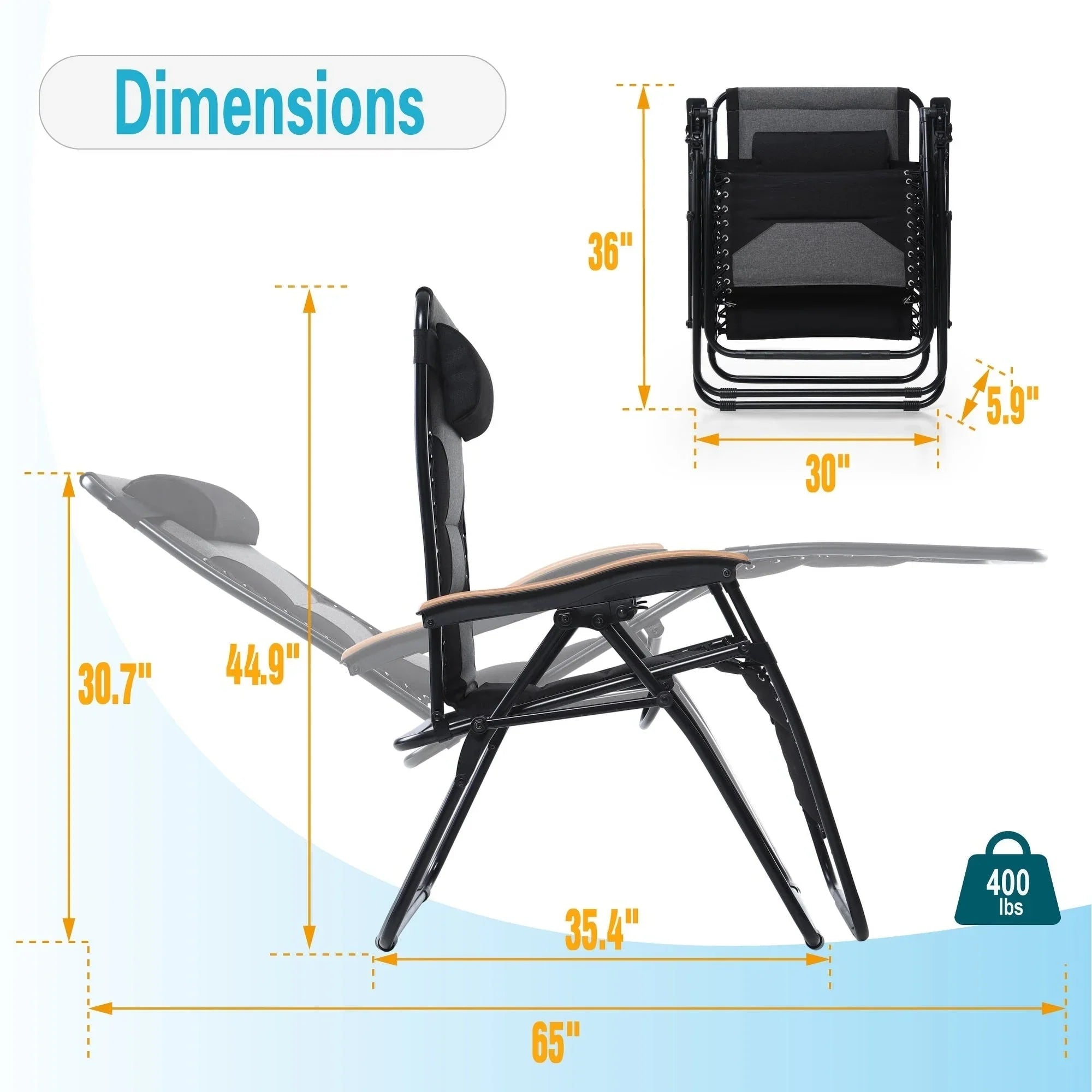 Sedia a sdraio oversize XL imbottita con gravità zero, bracciolo più largo, reclinabile regolabile con portabicchieri - N/D
