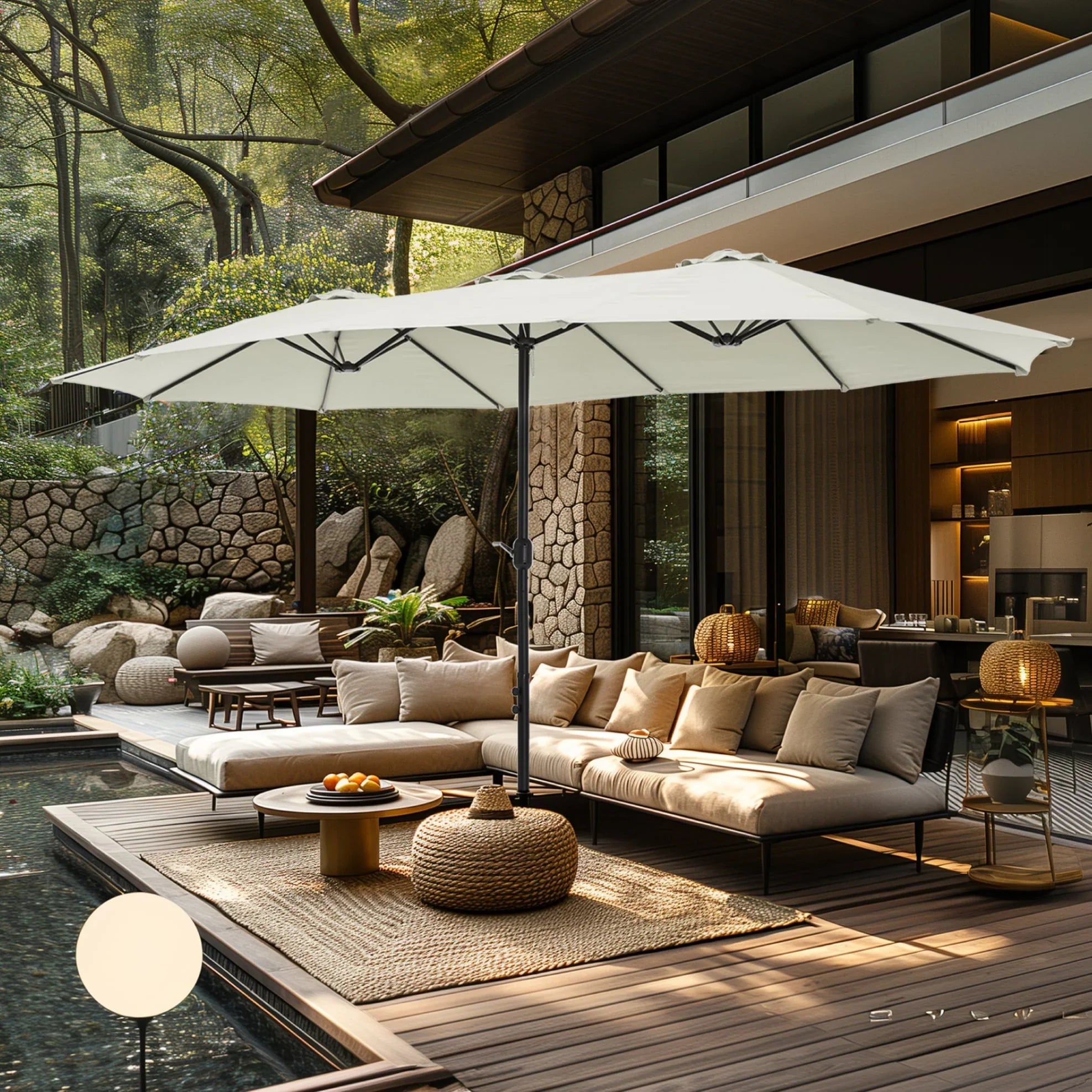 MAISON ARTS Ombrellone Doppio da 4,5 m, Extra Large, per Patio, con Base Inclusa