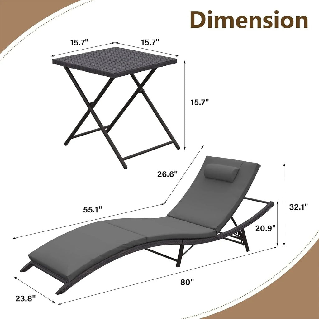 Set di 3 Chaise Lounge da Esterno Kullavik
