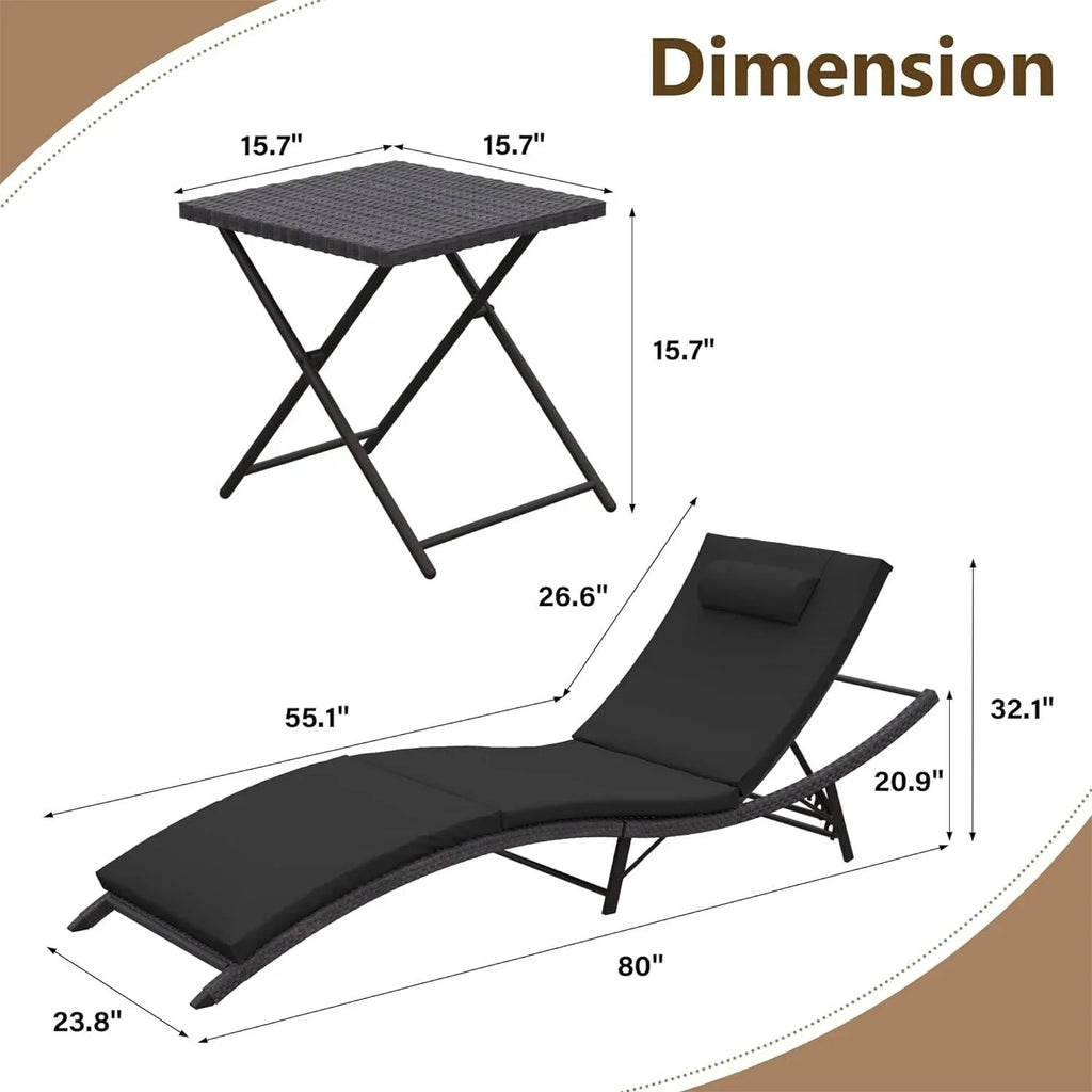 Set di 3 Chaise Lounge da Esterno Kullavik