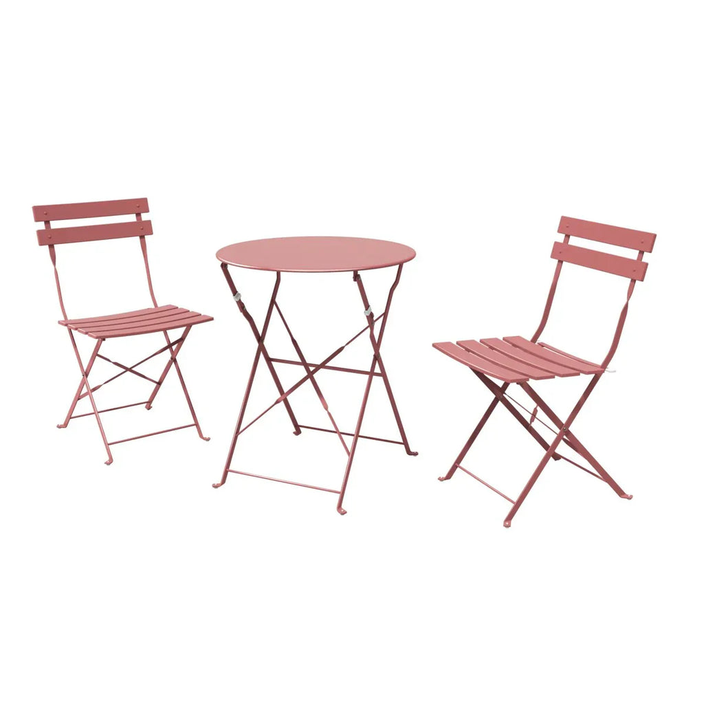 Set bistro pieghevole in metallo da 3 pezzi, set conversazione resistente alle intemperie per esterni/interni, per patio, cortile, giardino