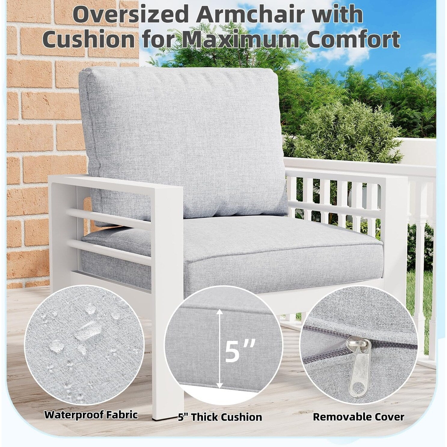 AECOJOY Set di mobili da giardino a 7 pezzi in alluminio Set da conversazione per esterni