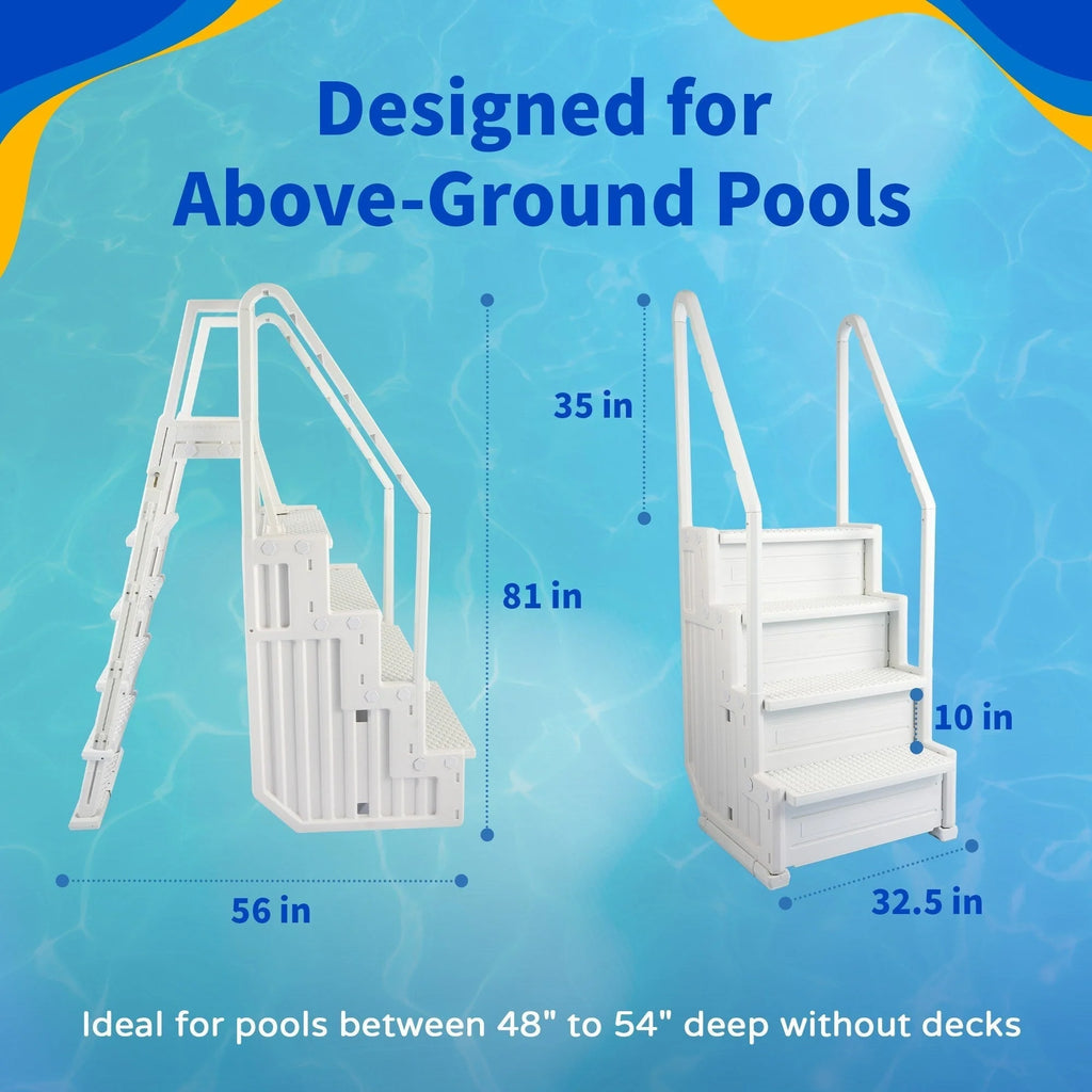 Scaletta esterna Blue Wave Easy per piscine fuori terra - 32.5 in. L x 56 in. P x 81 in. H