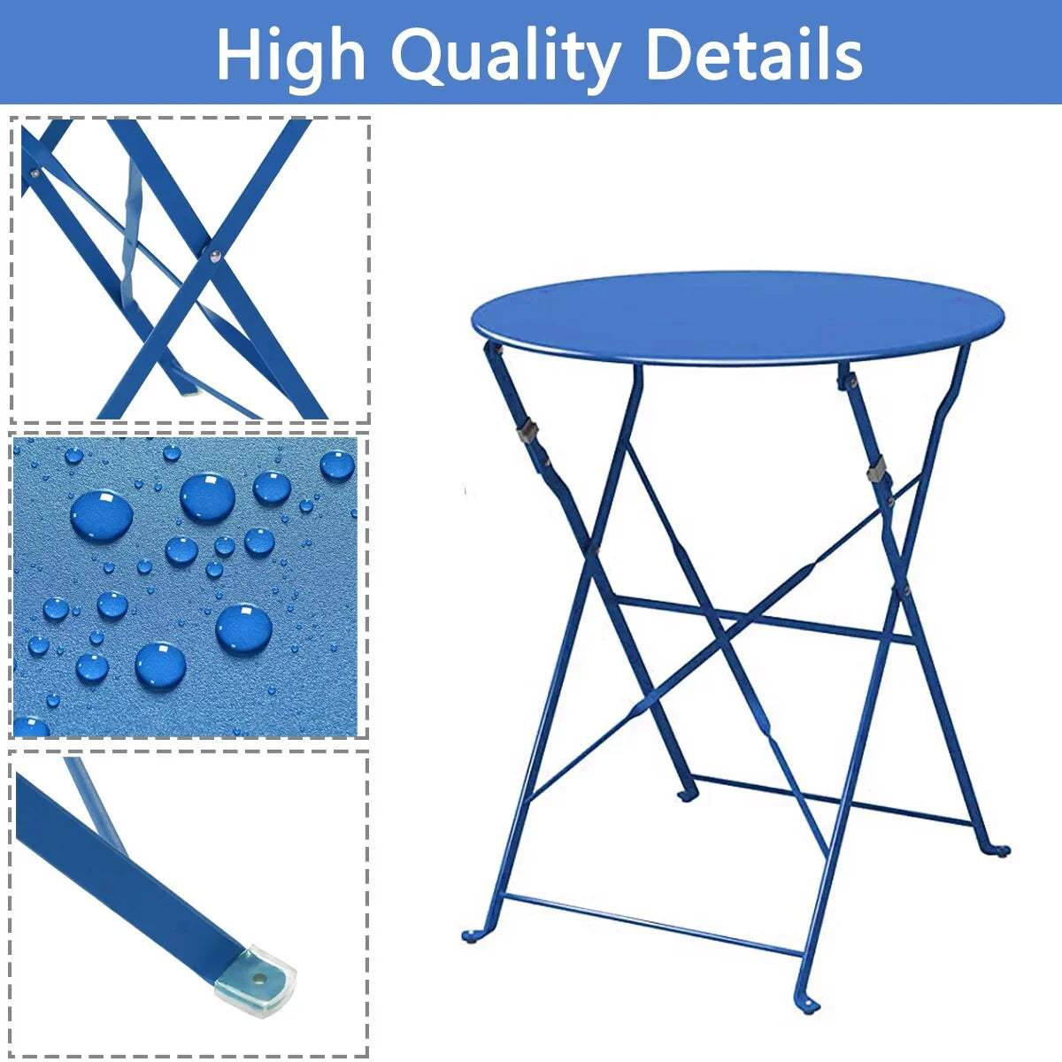 Set bistro pieghevole in metallo da 3 pezzi, set conversazione resistente alle intemperie per esterni/interni, per patio, cortile, giardino