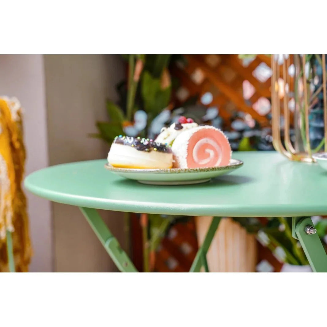 Set bistro pieghevole in metallo da 3 pezzi, set conversazione resistente alle intemperie per esterni/interni, per patio, cortile, giardino