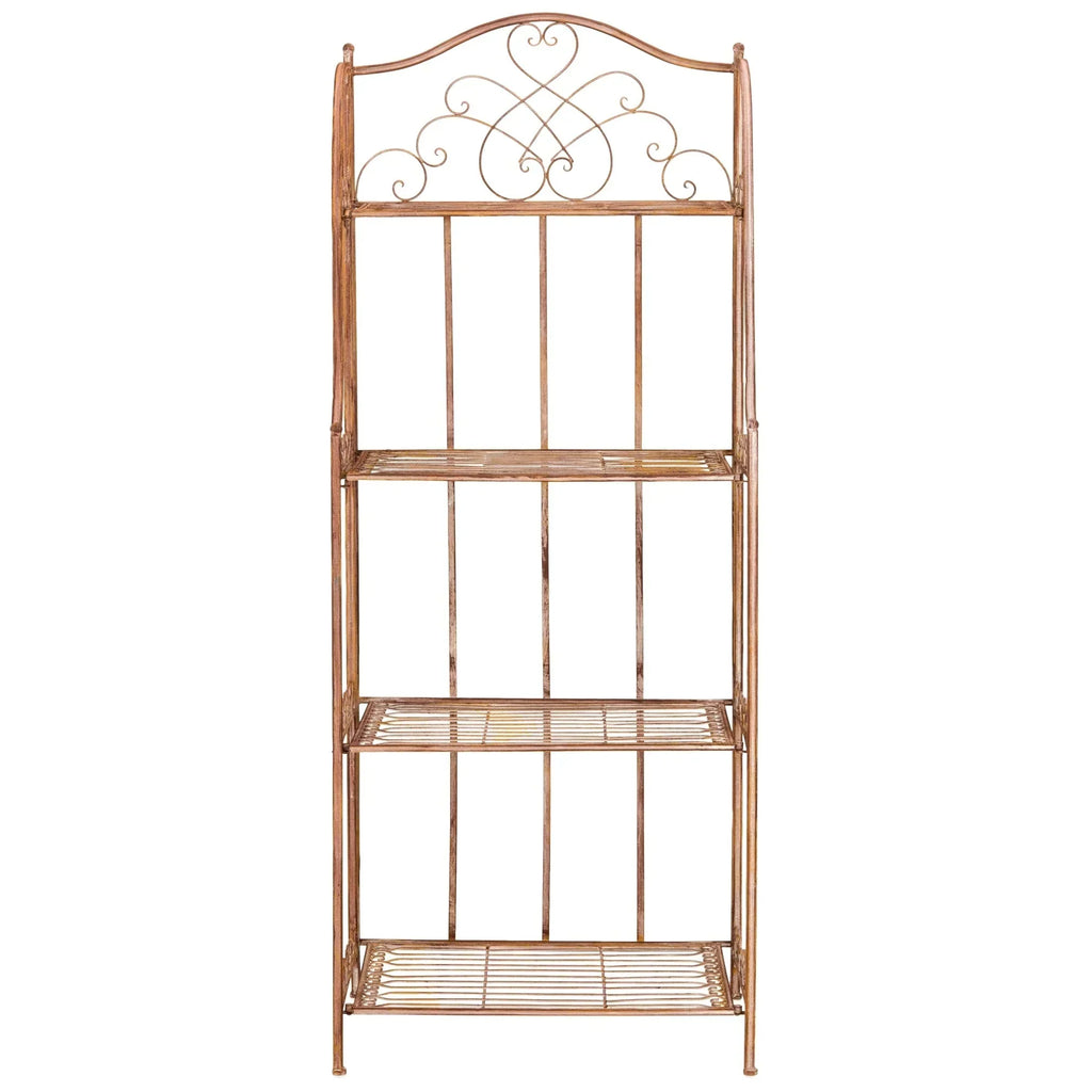 SAFAVIEH Bryn Scaffale da panettiere da esterno a 4 ripiani in ferro battuto vittoriano - 25 pollici L x 15 pollici P x 63 pollici H - 25 L x 15 P x 63 H