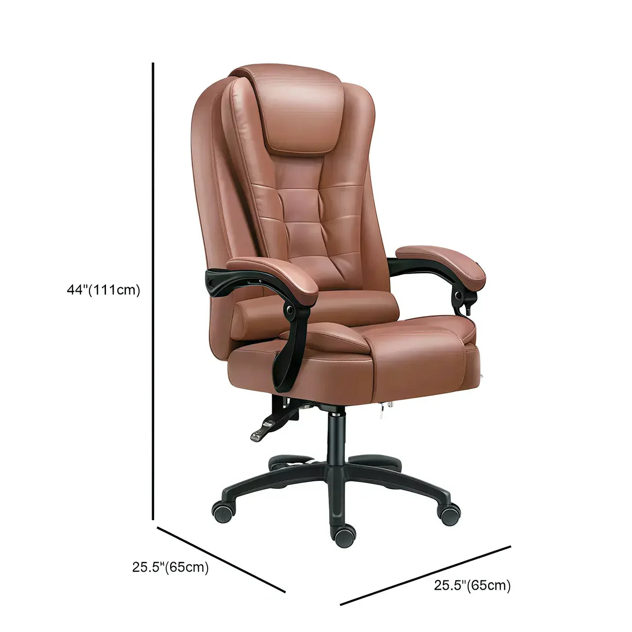 Sedia da ufficio girevole ergonomica in pelle nera con poggiapiedi