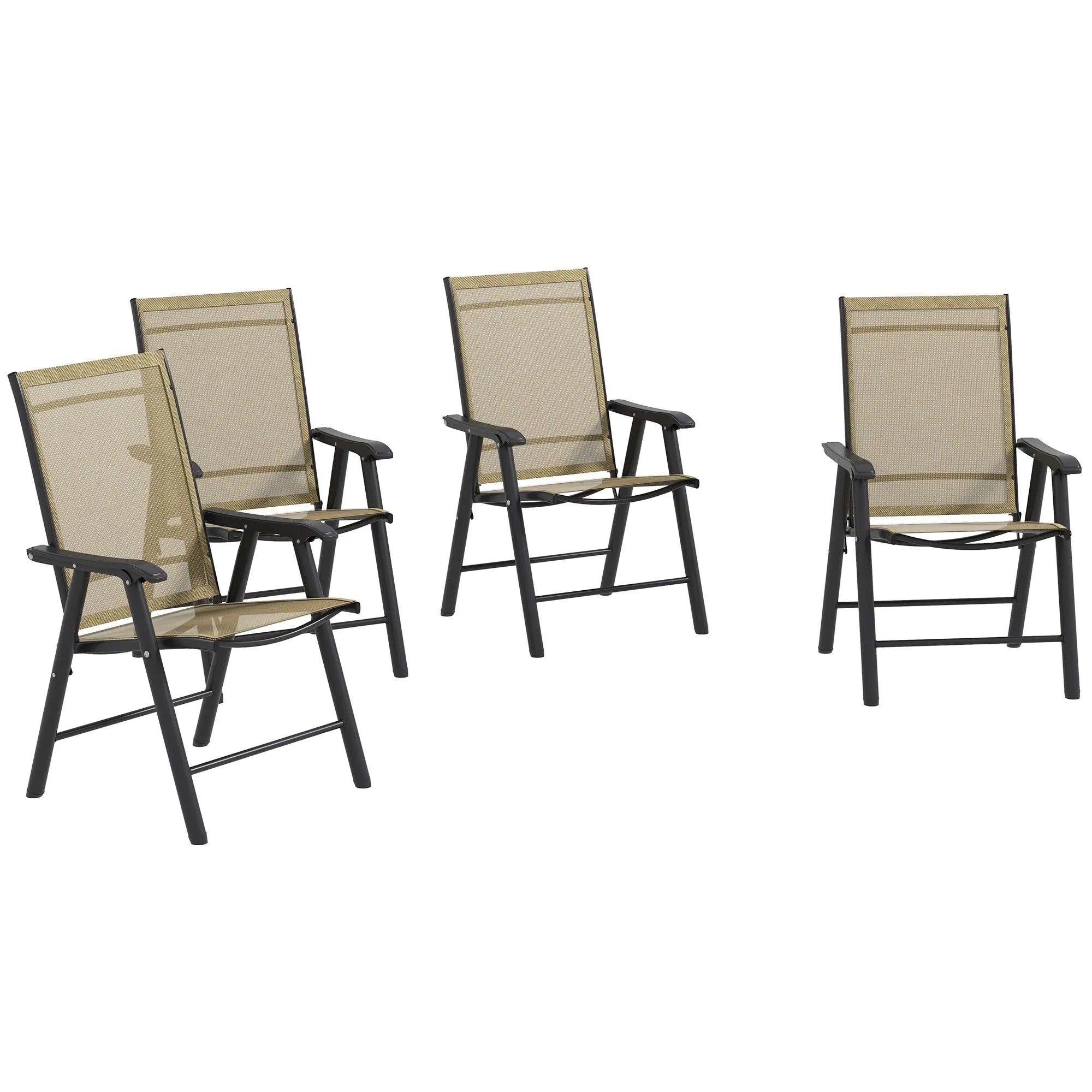 Set di 4 sedie pieghevoli Outsunny per patio, dal design semplice ed elegante, comode per terrazza, giardino, cortile e viaggio