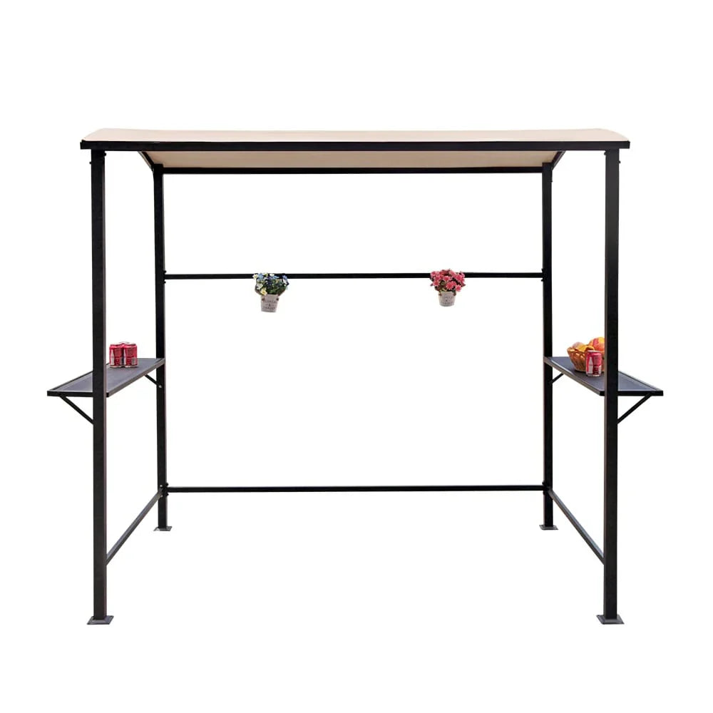 Gazebo da esterno con struttura in acciaio 1,5 x 2,4 m con tettoia per barbecue