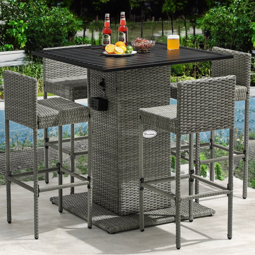 Moasis Set di Mobili da Esterno con Bar in Vimini 5 Pezzi - 5 PZ