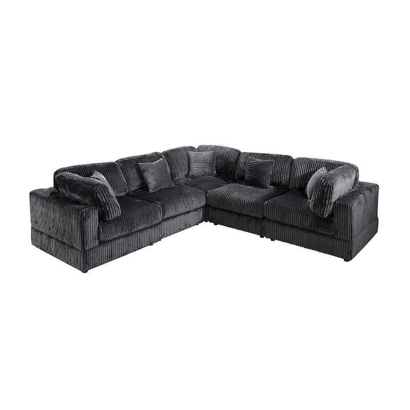 Divano Sezionale Modulare a L in Corduroy, 6 Pezzi Oversize, Combinazione Fai da Te