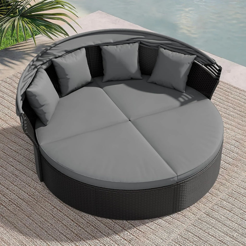 Set da salotto/giorno per esterni a 4 o 5 pezzi Nuon in vimini con tettuccio di Havenside Home