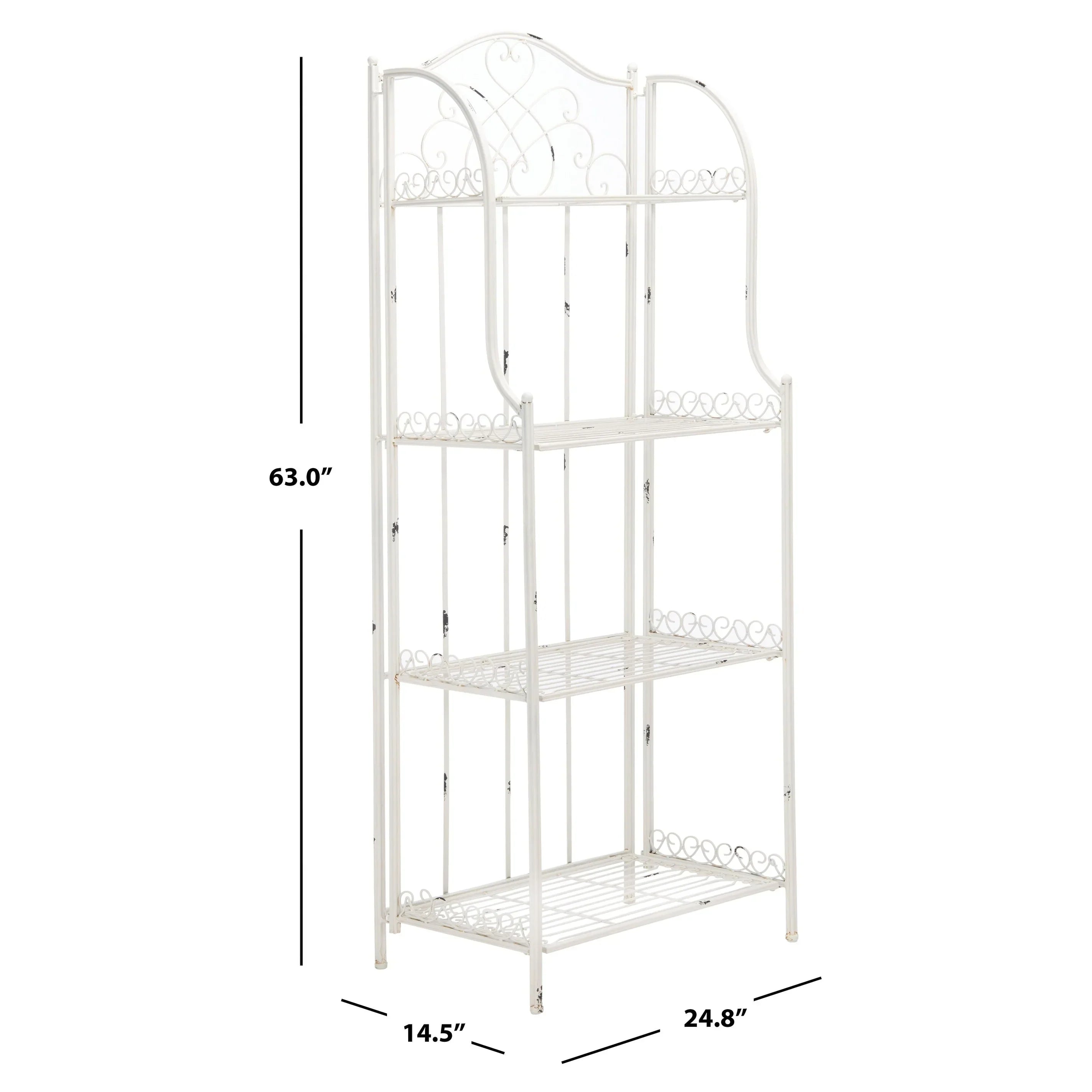 SAFAVIEH Bryn Scaffale da panettiere da esterno a 4 ripiani in ferro battuto vittoriano - 25 pollici L x 15 pollici P x 63 pollici H - 25 L x 15 P x 63 H