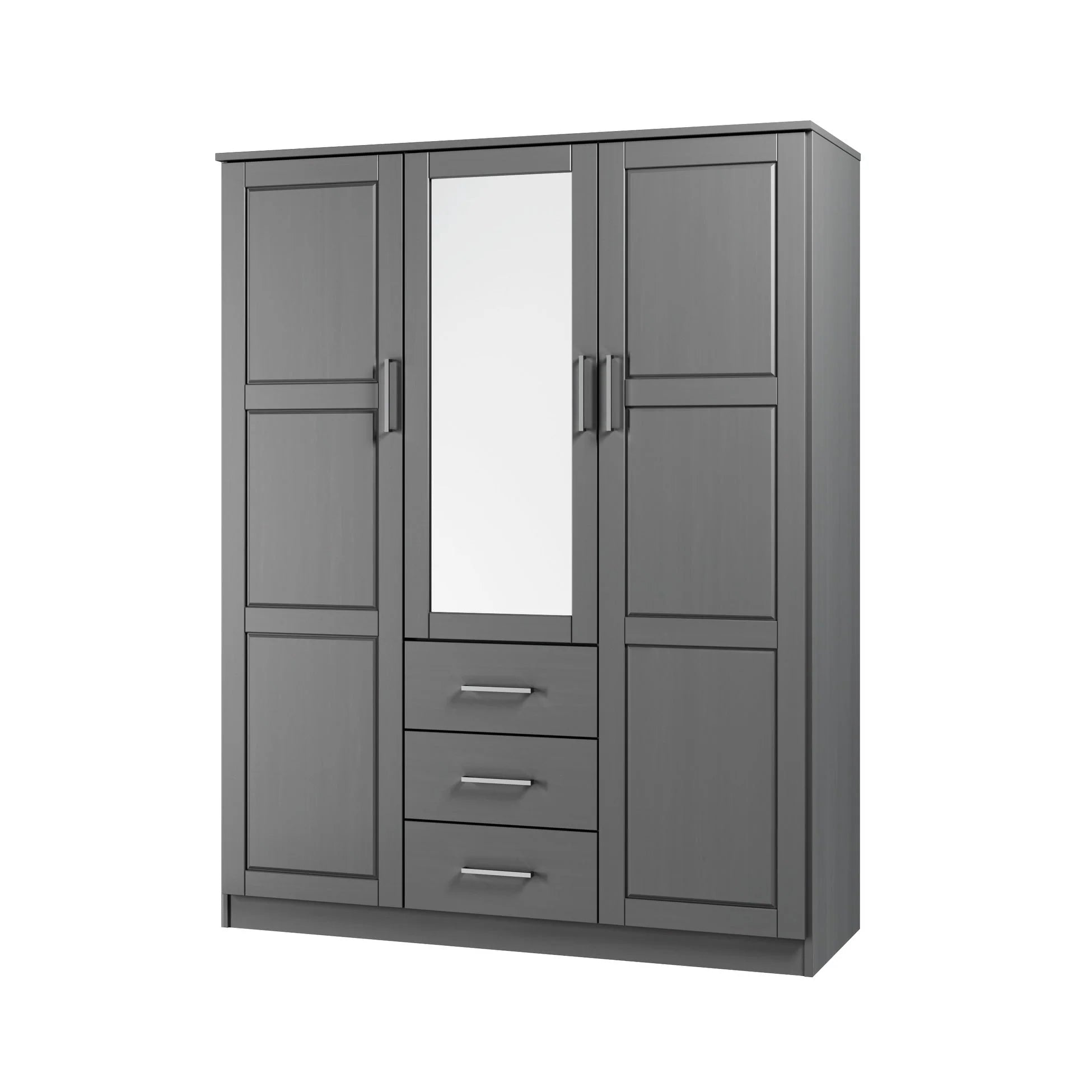 Palace Imports Armadio a 3 ante Cosmo 100% legno massello con ante in legno massello o a specchio