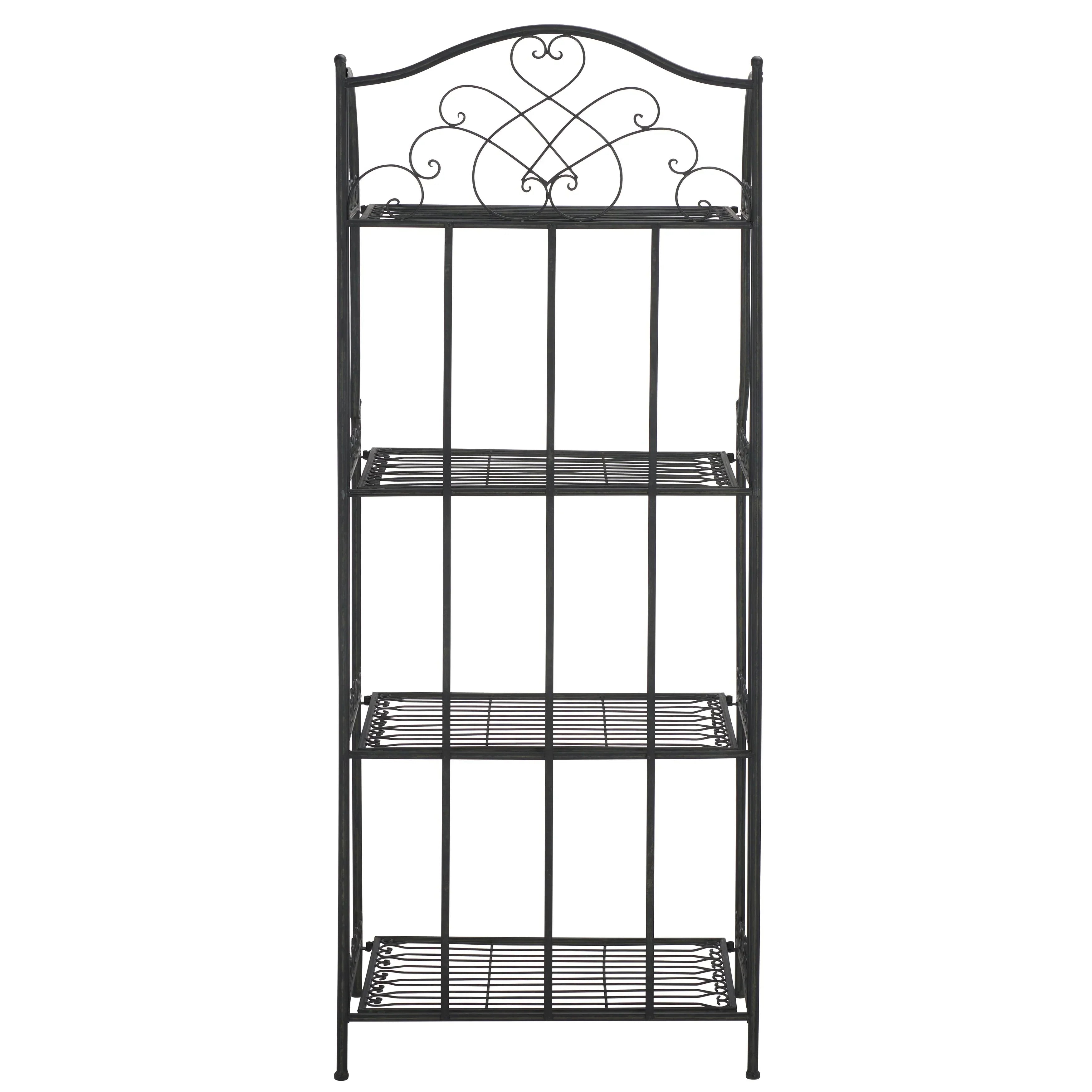 SAFAVIEH Bryn Scaffale da panettiere da esterno a 4 ripiani in ferro battuto vittoriano - 25 pollici L x 15 pollici P x 63 pollici H - 25 L x 15 P x 63 H