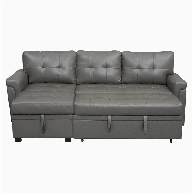 Divano componibile convertibile reversibile con letto estraibile, chaise longue con contenitore nascosto e gambe durevoli