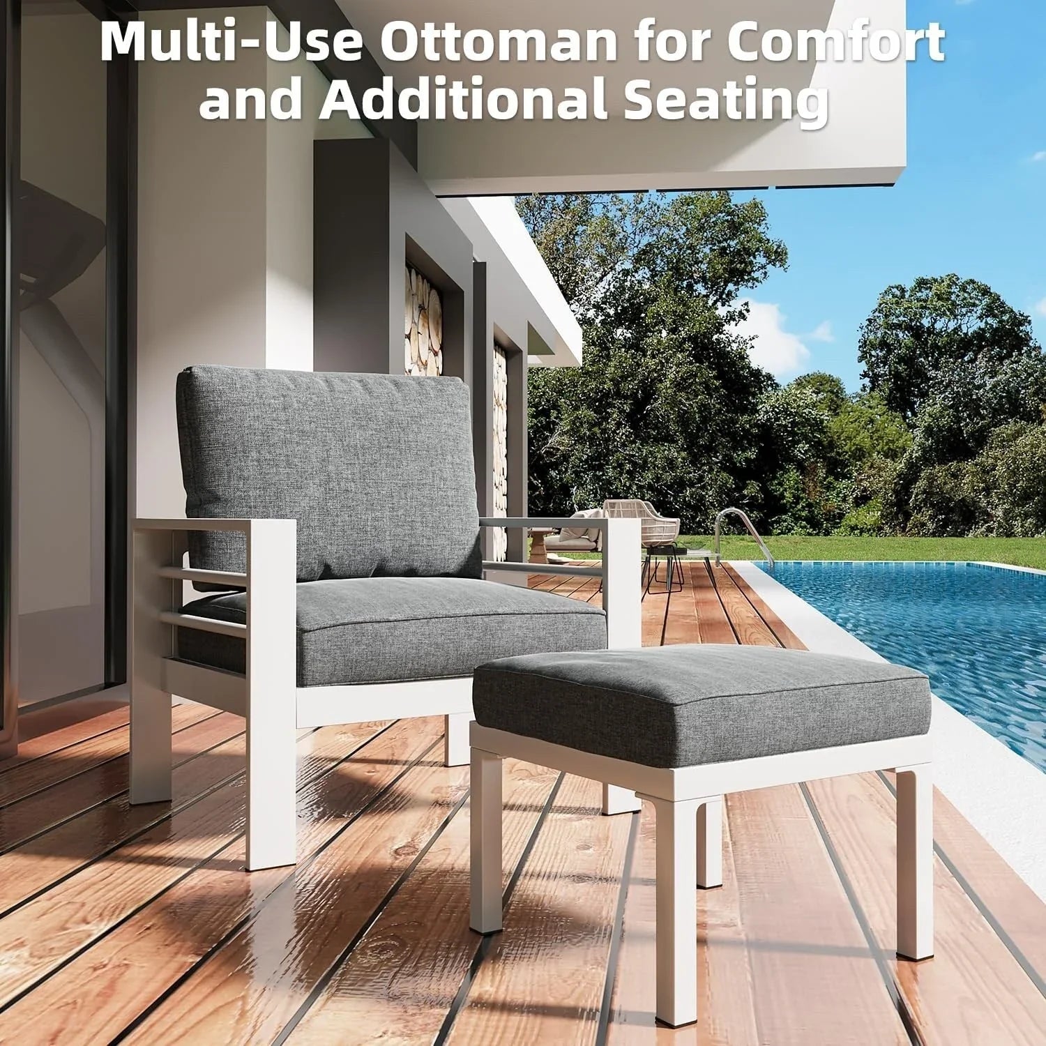 AECOJOY Set di mobili da giardino a 7 pezzi in alluminio Set da conversazione per esterni