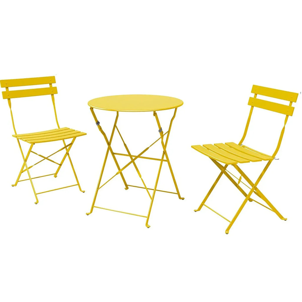 Set bistro pieghevole in metallo da 3 pezzi, set conversazione resistente alle intemperie per esterni/interni, per patio, cortile, giardino