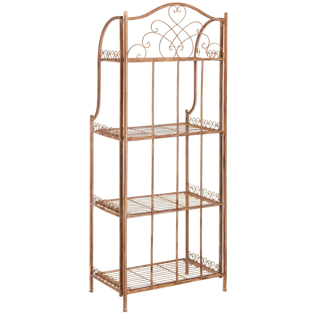 SAFAVIEH Bryn Scaffale da panettiere da esterno a 4 ripiani in ferro battuto vittoriano - 25 pollici L x 15 pollici P x 63 pollici H - 25 L x 15 P x 63 H