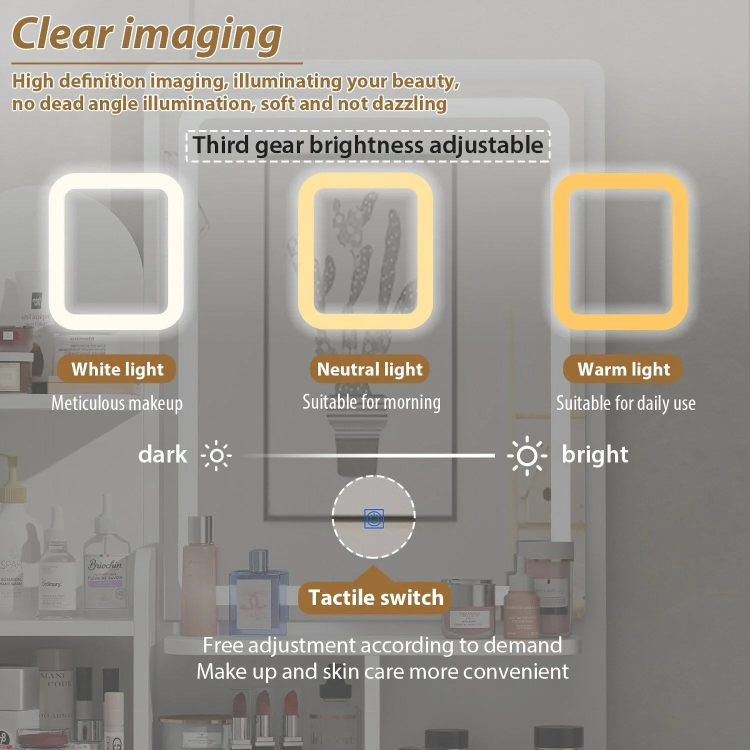 Tavolo da Trucco con Luci a LED, Specchio e Sgabello